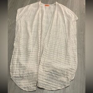 Open-Front White Lightweight Knit Cardigan Cape